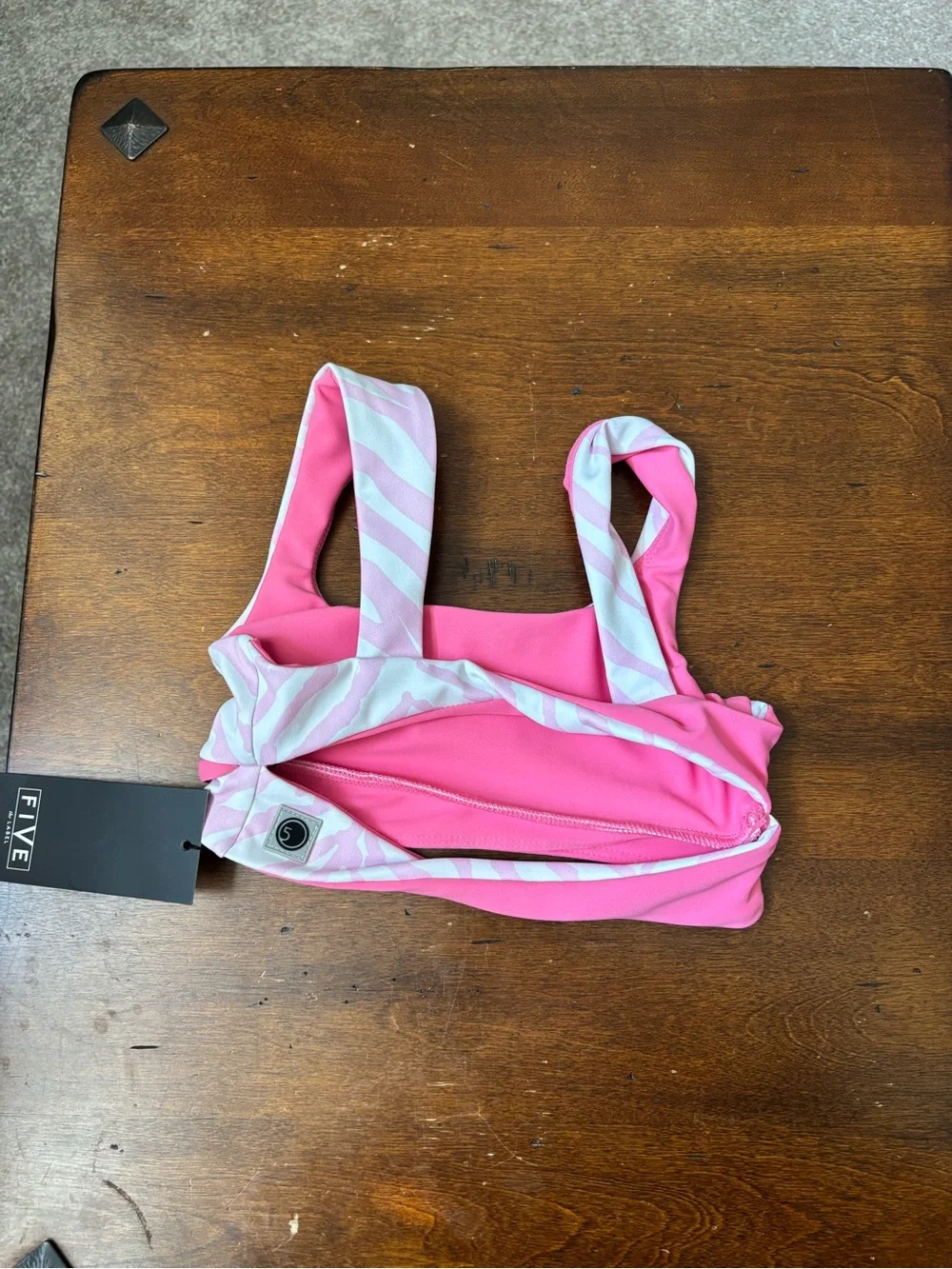 FIVE the label Girls' Pink Zebra Print sports bra Top